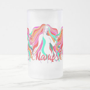 Multi-coloured long-haired goddess Thunder_Cove Frosted Glass Beer Mug
