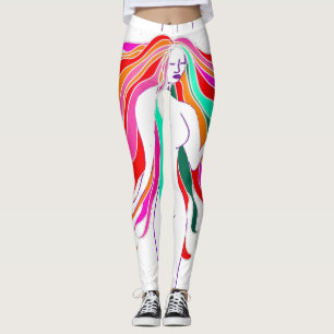 Multi-coloured long-haired goddess Thunder_Cove Leggings