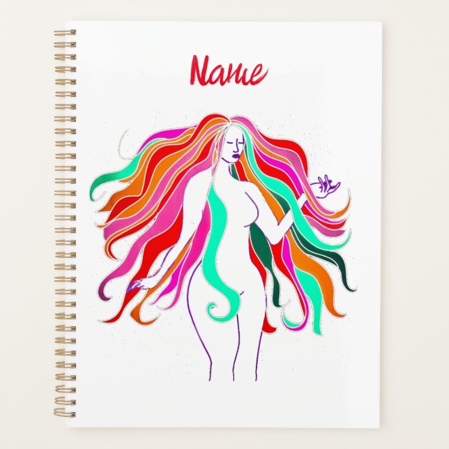 Multi-coloured long-haired goddess Thunder_Cove Planner (Front)