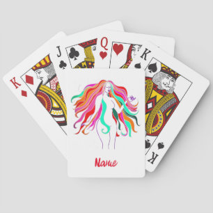 Multi-coloured long-haired goddess Thunder_Cove Playing Cards