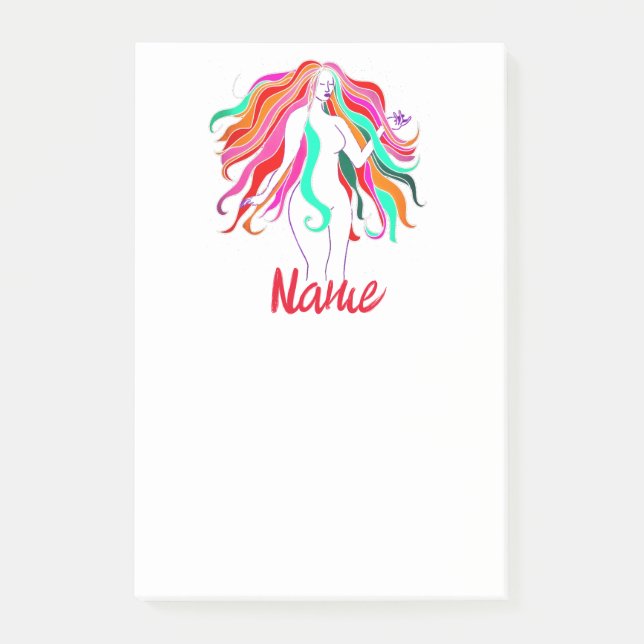 Multi-coloured long-haired goddess Thunder_Cove Post-it Notes (Front)