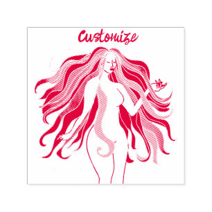 Multi-coloured long-haired goddess Thunder_Cove  Self-inking Stamp