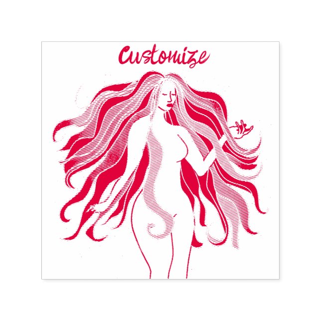 Multi-coloured long-haired goddess Thunder_Cove  Self-inking Stamp (Design)