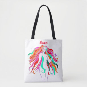 Multi-coloured long-haired goddess Thunder_Cove Tote Bag