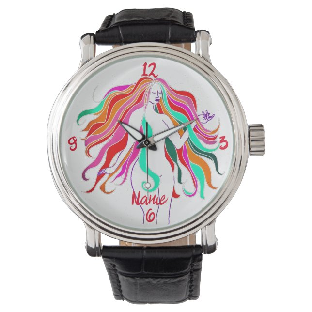 Multi-coloured long-haired goddess Thunder_Cove Watch (Front)