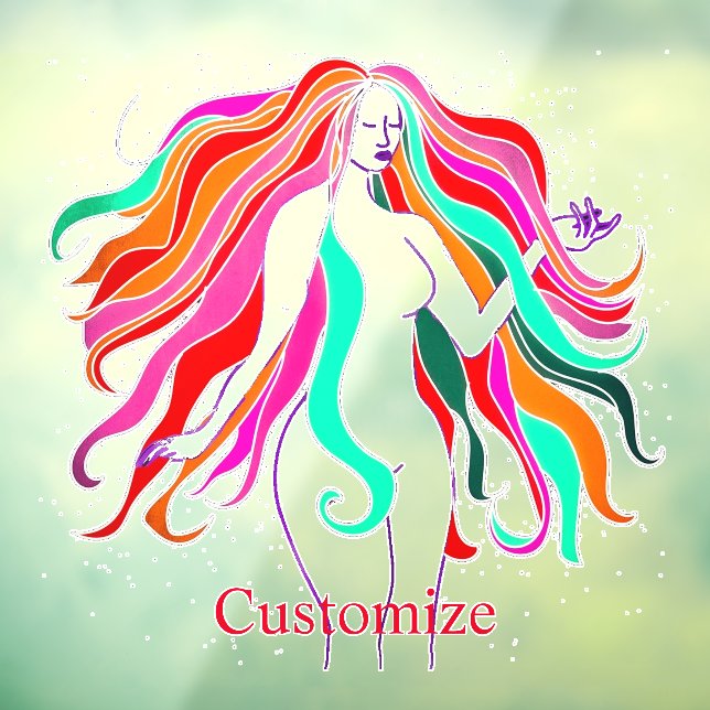 Multi-coloured long-haired goddess Thunder_Cove Window Cling (Sheet 3)