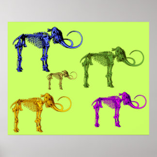 Multi Coloured Mammoth Skeletons Poster
