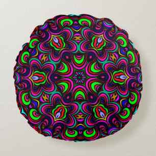 Multi coloured mandala pattern Round Pillow