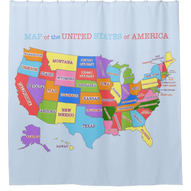 Multi-Coloured Map Of the United States Shower Curtain (Front)