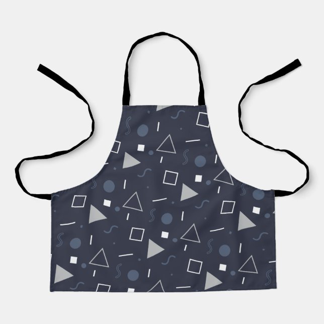 Multi Coloured Memphis Pattern Classic Small Black Apron (Front)