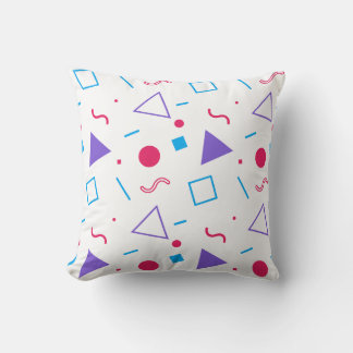 Multi Coloured Memphis Pattern White Classic Cushion