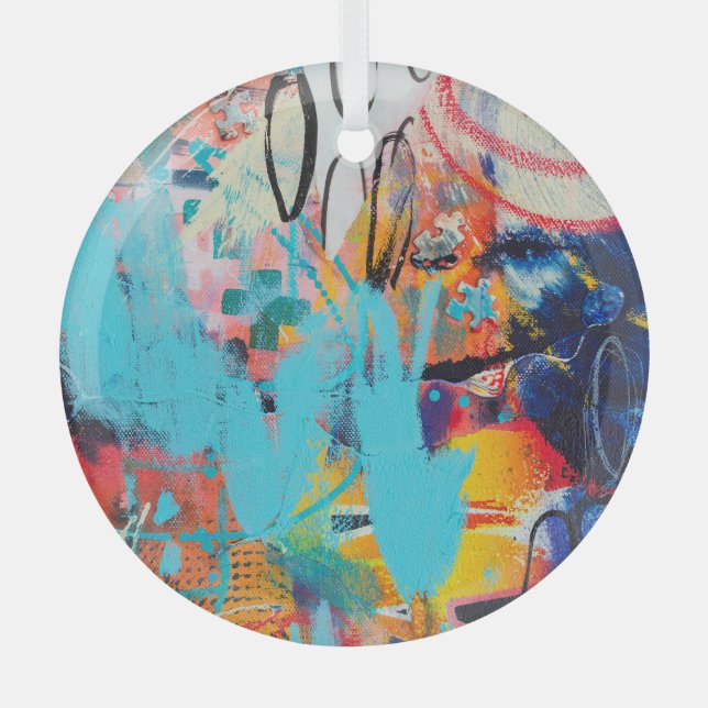 Multi Coloured Mixed Media Art Glass Tree Decoration (Front)