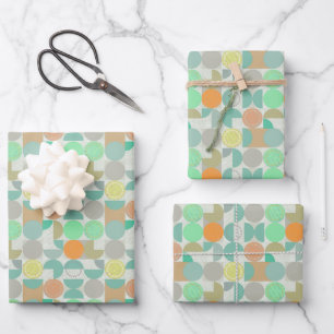 Multi-coloured modern geometric   wrapping paper sheet