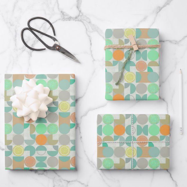 Multi-coloured modern geometric   wrapping paper sheet (Front)