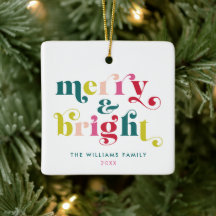 Multi Coloured Modern Merry & Bright Christmas