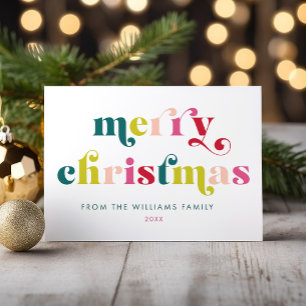 Multi Coloured Modern Merry Christmas Holiday Card