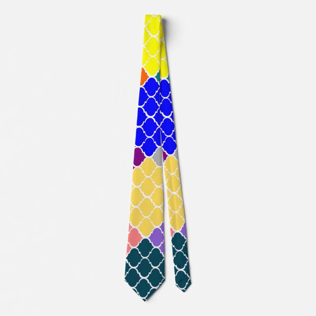 Multi Coloured Moroccan Design Tie (Front)