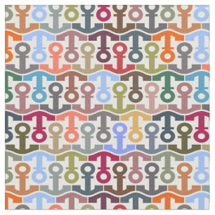Multi Coloured Nautical Anchor Pattern Fabric