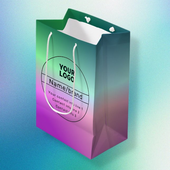 Multi-coloured Ombre & Business/Brand Contact info Medium Gift Bag (Creator Uploaded)