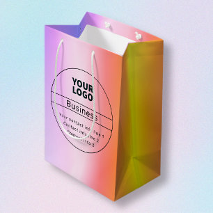 Multi-coloured Ombre & Business/Brand Contact info Medium Gift Bag