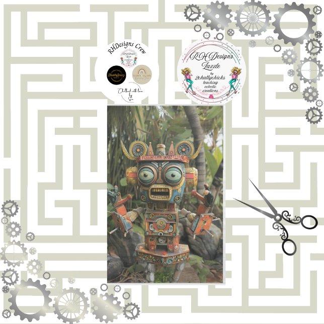 Multi coloured orange green robot decoupage tissue paper (Creator Uploaded)