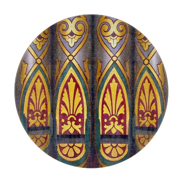 Multi-coloured organ pipes circular cutting board (Front)