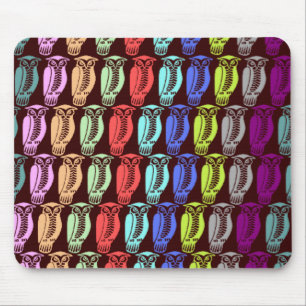 Multi-coloured Owls Mouse Mat