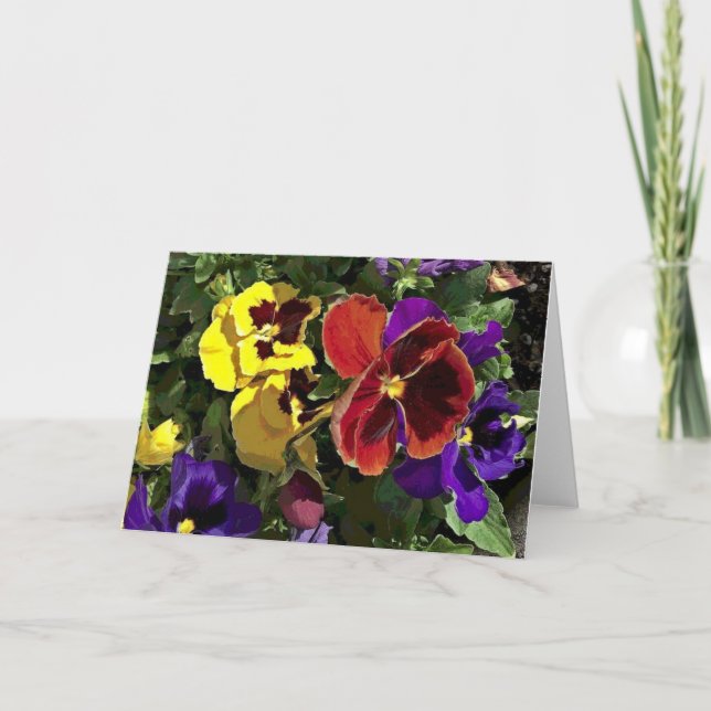 Multi Coloured Pansies Card (Front)
