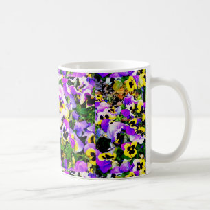 multi-coloured pansy flowers coffee mug