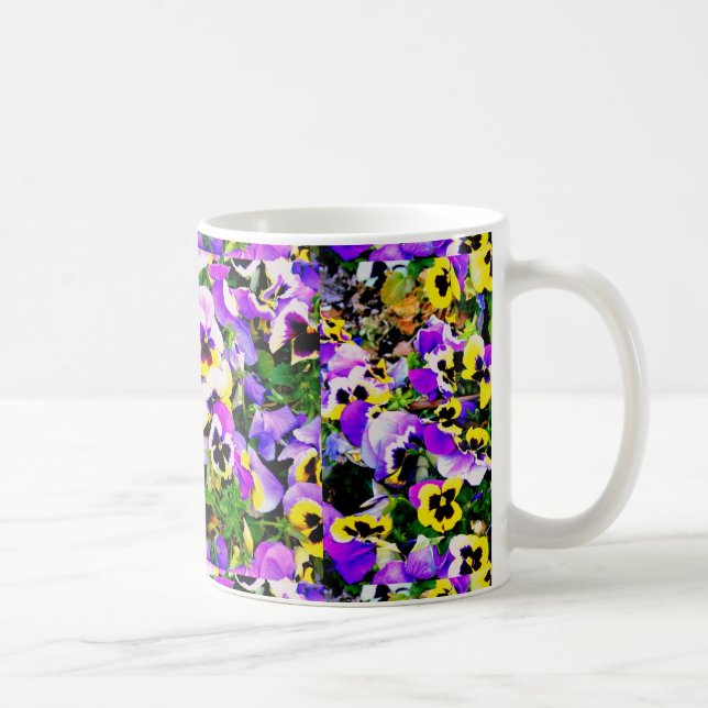 multi-coloured pansy flowers coffee mug (Right)