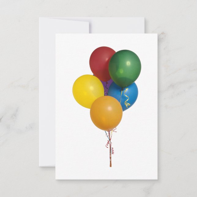 Multi Coloured Party Balloons Invitation (Front)