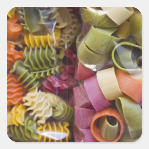 Multi coloured pasta, Torri del Benaco, Verona Square Sticker