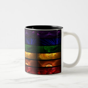 Multi-coloured patterned Two-Tone coffee mug