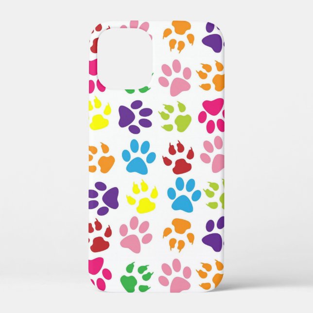 Multi-Coloured Paw Prints Case-Mate iPhone Case (Back)
