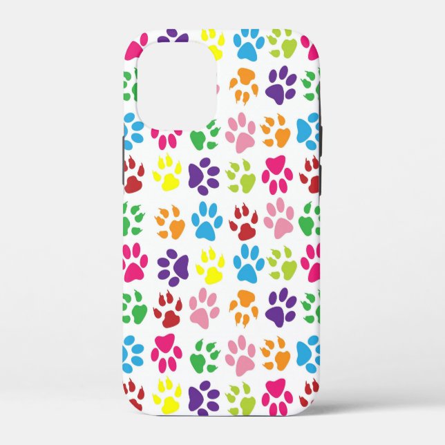 Multi-Coloured Paw Prints Case-Mate iPhone Case (Back)