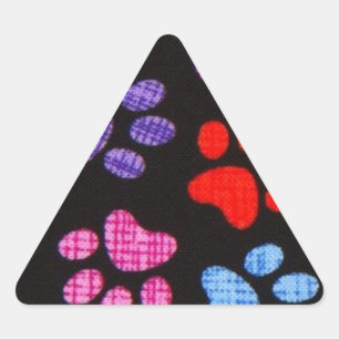 Multi-Coloured Paws Triangle Sticker