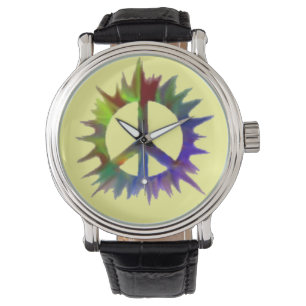 multi coloured peace symbol watch