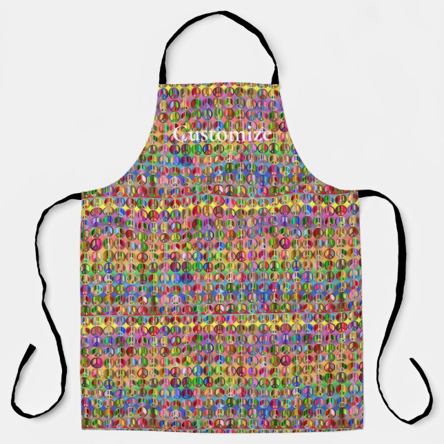 multi-coloured peace symbols pattern apron (Front)
