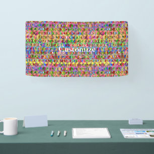 multi-coloured peace symbols pattern banner