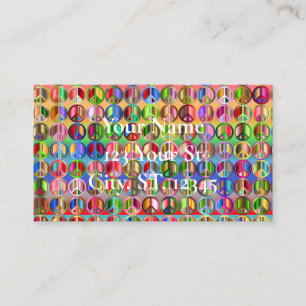 multi-coloured peace symbols pattern business card