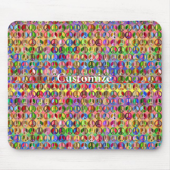 multi-coloured peace symbols pattern mouse mat (Front)