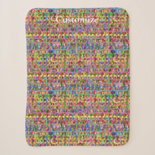 multi-coloured peace symbols pattern sherpa blanket