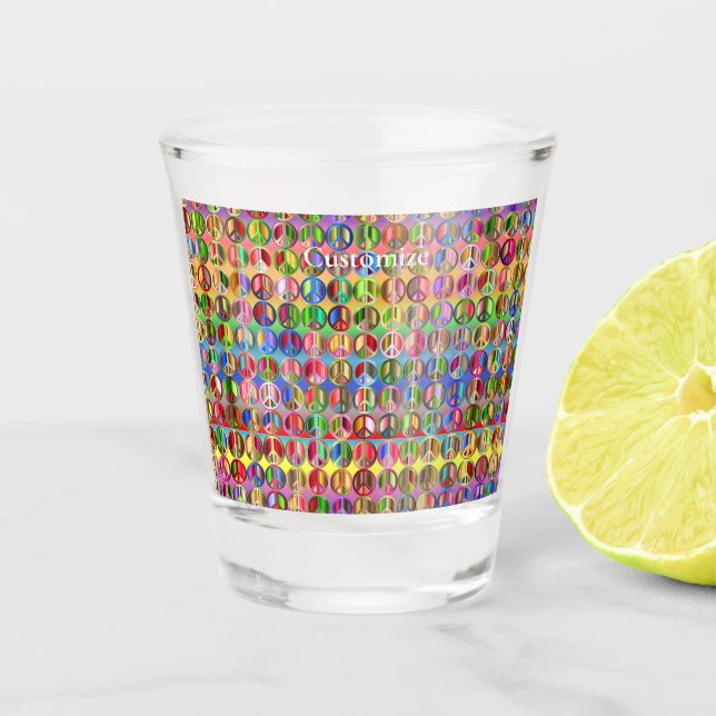 multi-coloured peace symbols pattern shot glass (Front)