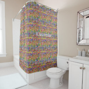 multi-coloured peace symbols pattern shower curtain