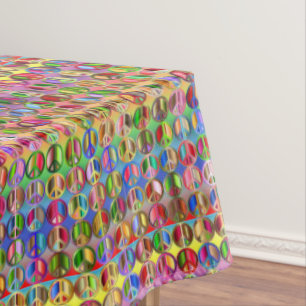 multi-coloured peace symbols pattern tablecloth