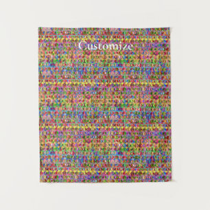 multi-coloured peace symbols pattern tapestry