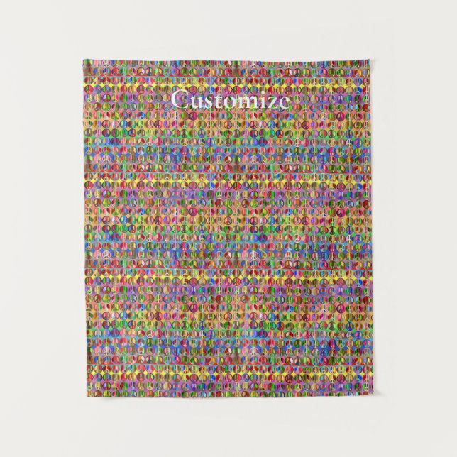 multi-coloured peace symbols pattern tapestry (Front)