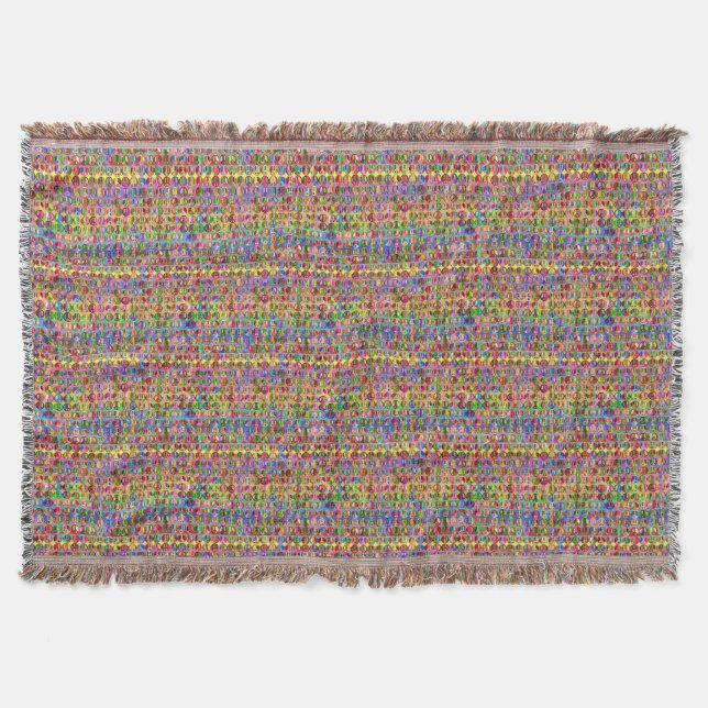 multi-coloured peace symbols pattern throw blanket (Front)