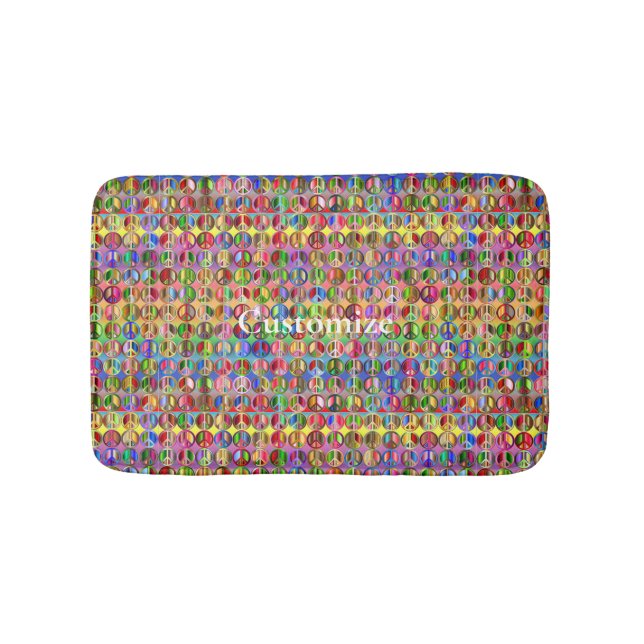 Multi-coloured peace symbols pattern Thunder_Cove Bath Mat (Front)