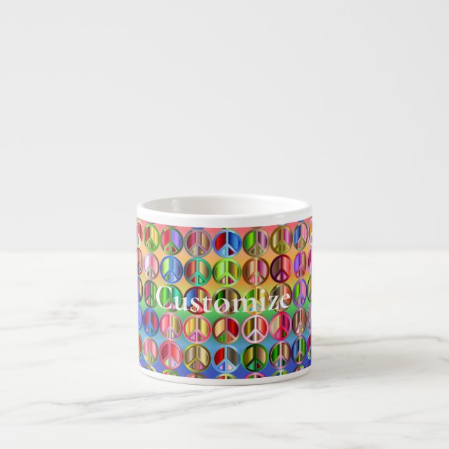 Multi-coloured peace symbols pattern Thunder_Cove Espresso Cup (Front)